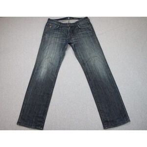 7 for All Mankind Jeans Mens 33 Blue Austyn Denim Straight Leg Zip
